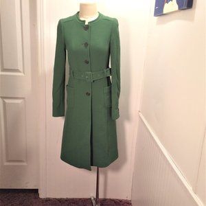 Vintage J. Crew Green Belted Military Style Coat